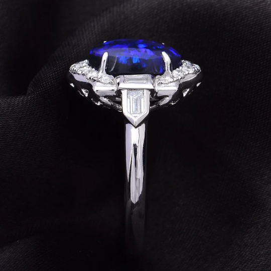 18ct White Gold Black Opal and Diamond Ring