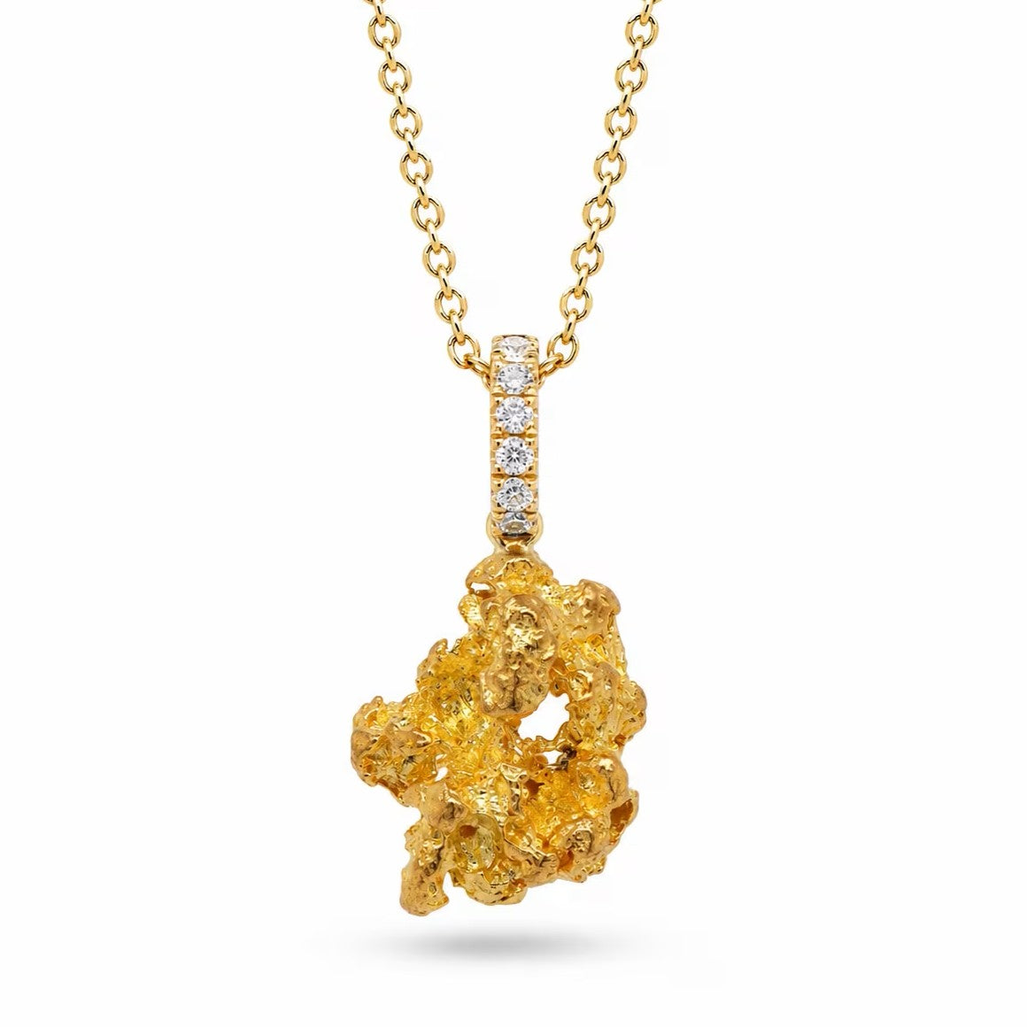 Western Australian Gold Nugget - 18ct Yellow Gold Diamond Pendant