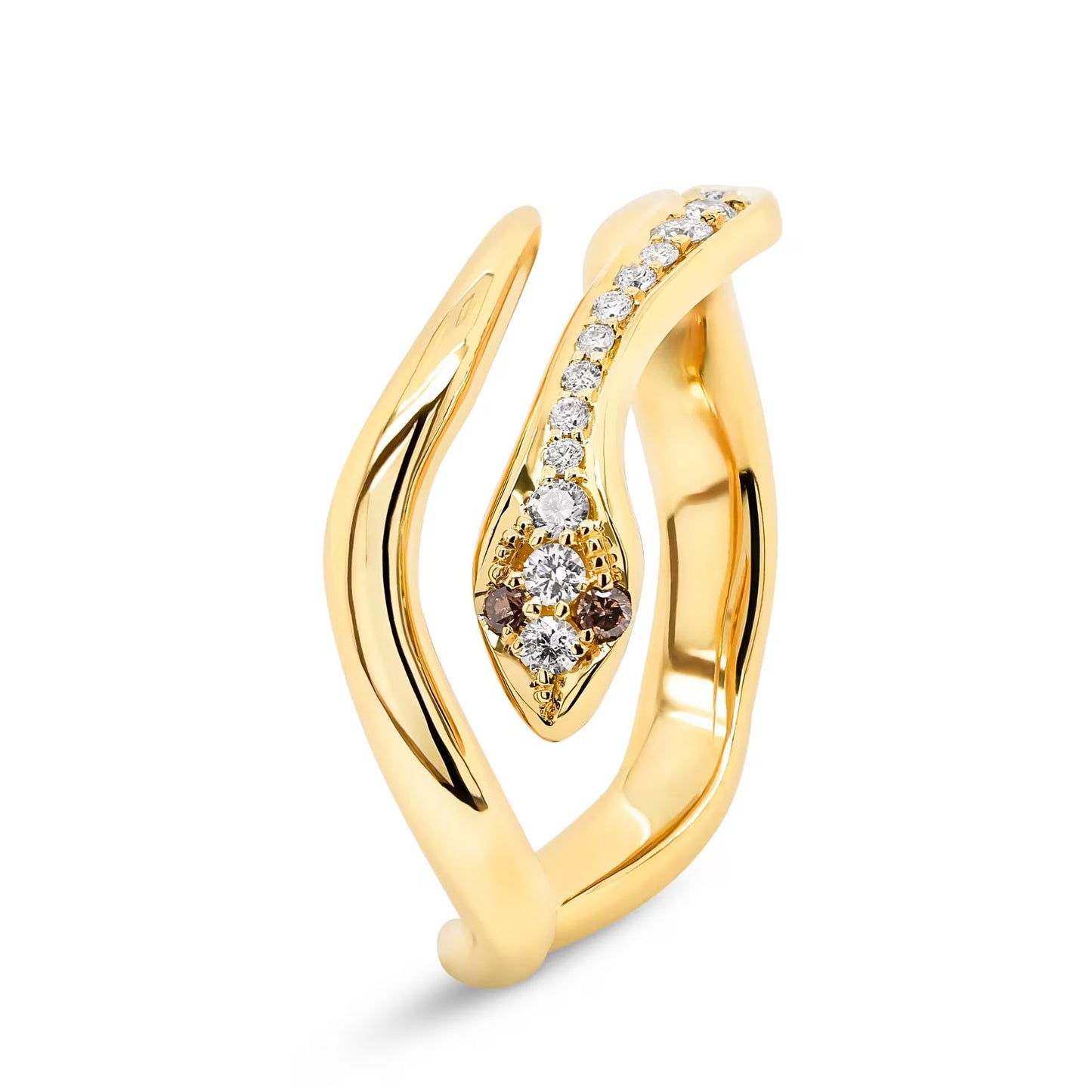 9ct Yellow Gold Argyle Champagne Diamond Snake Ring